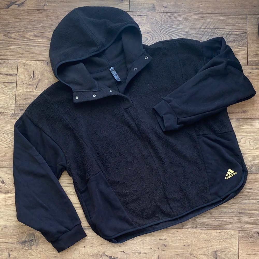 Adidas Black Fleece Pullover Hoodie